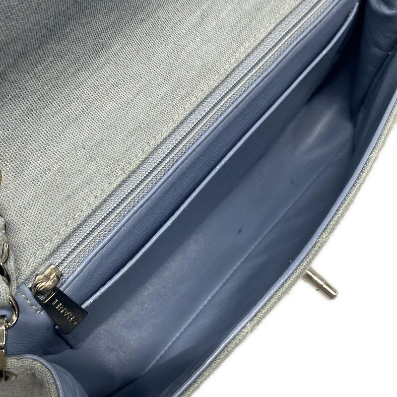 Chanel Shoulder Bag Single Flap Matelasse Light Blue Chain Shoulder/silver