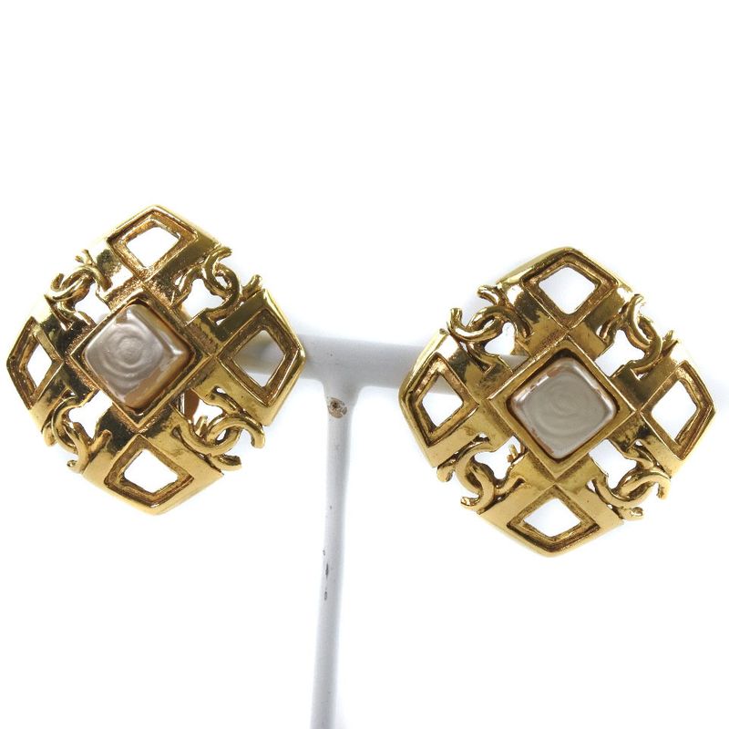 Chanel Coco Mark Vintage Gold Plated Gold 23 Ladies 23g Earrings