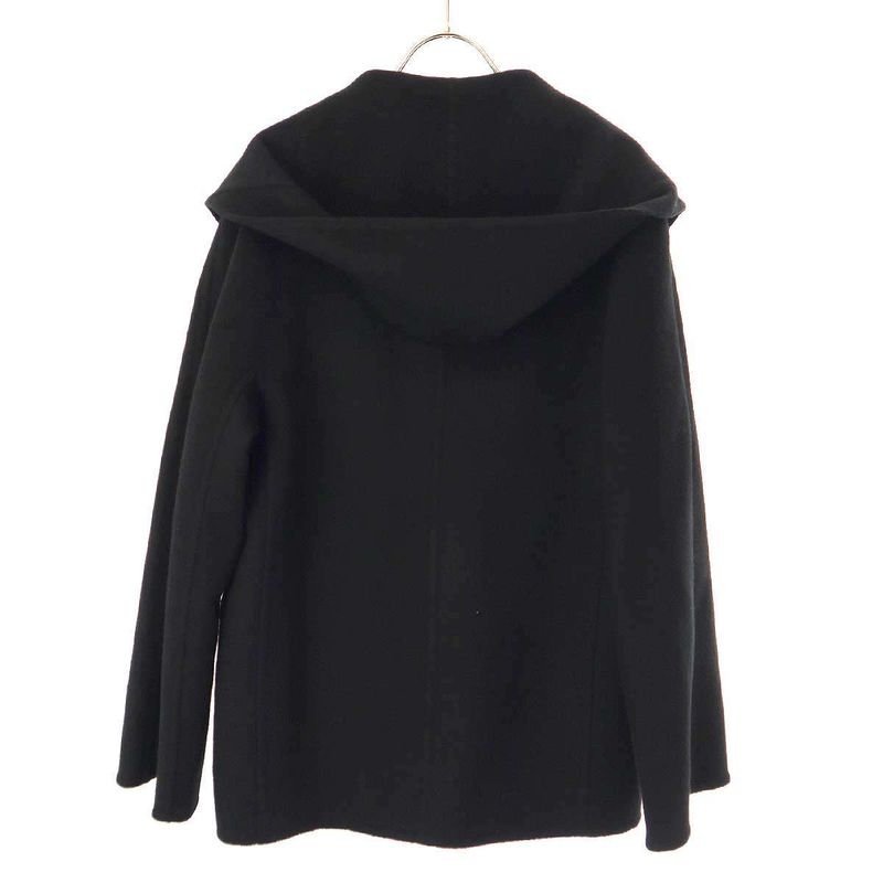 Hermes by Martin Margiela Period Double Face Cashmere Reversible Coat Black 36