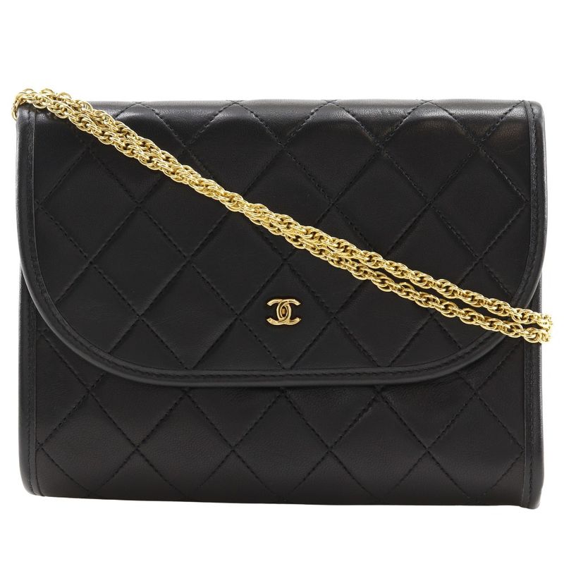 Chanel Matelasse Mini Chain Shoulder C00060 Lambskin Black Ladies Shoulder Bag