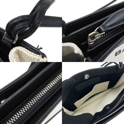 Balenciaga Shoulder Bag Navy Pochette 390641 Canvas Leather Ivory Black Casual