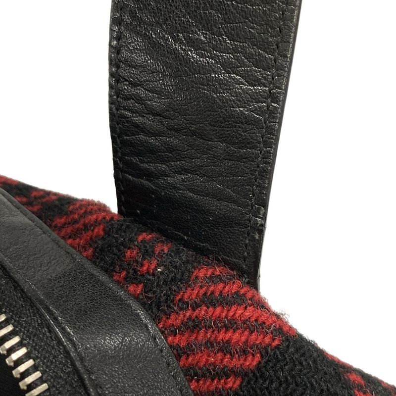 Saint Laurent Paris Boston Bag 360195 Red And Black Checked Wool Leather