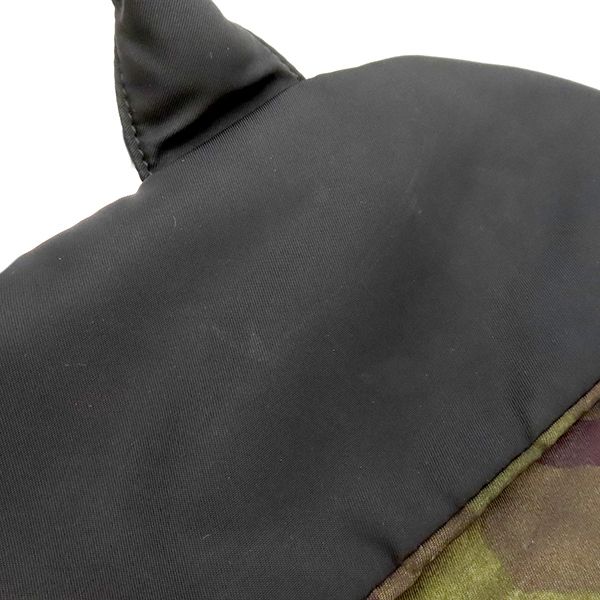 Prada 2way Bag Camouflage Reversible Triangle Logo Nylon Khaki X Black Silver