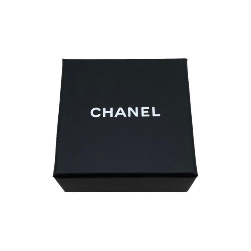 Chanel Earring Square Shape Coco Mark Gold Black Chanel