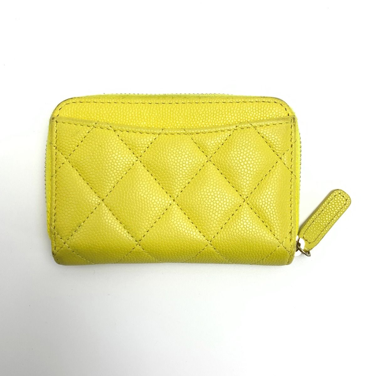 Chanel Matelasse Caviar Skin Ap0216 Yellow Wallet Coin Case