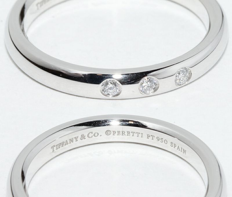 Tiffany & Co Ring Pt950 Diamond 3P (006ct) Elsa Peretti Stacking Band Ring