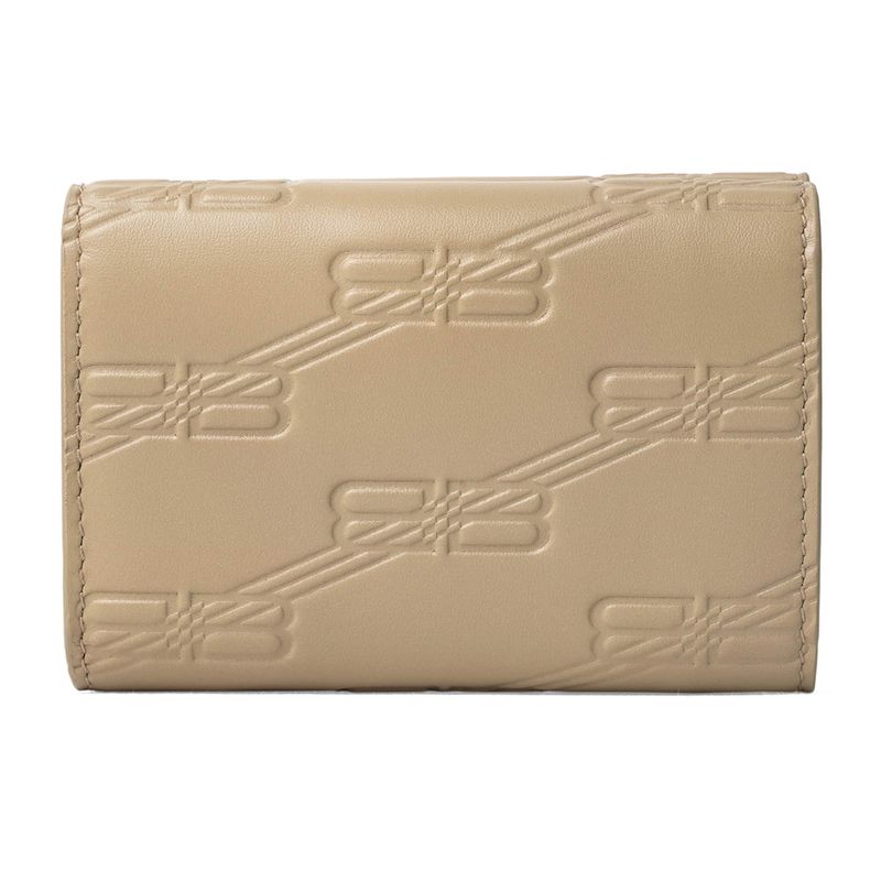 Balenciaga Tri-fold Wallet In Signature Taupe