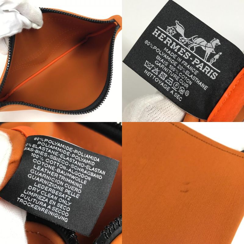 Hermes Pouch Neobain MM Polyamide Orange