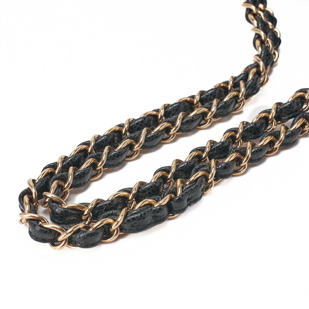 Chanel Chain Shoulder Bag Matelasse Double Flap 25 Caviar Skin Black (gold