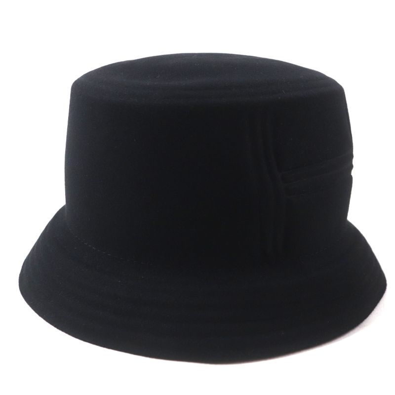 Hermes Dalton 100% Wool Chevron H Felt Hat Black 59 With Box And Storage Bag