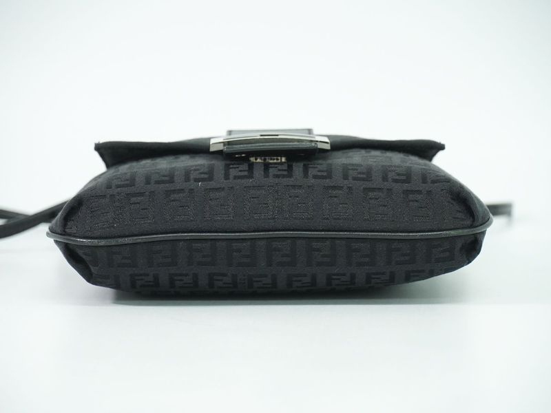 Authentic Fendi Zucchino Shoulder Bag Pochette Canvas Black 8bt075 Zucchino Bag