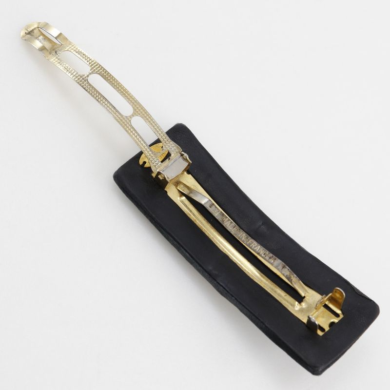 Chanel Coco Mark Suede And Gold Plated Black Women's Barrette