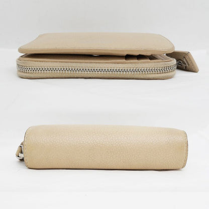 Saint Laurent Bifold Long Wallet Beige Compact Wallet Leather 414661