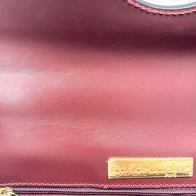 Cartier Handbag Bordeaux Must Excellent Condition Leather Preowned Cartier