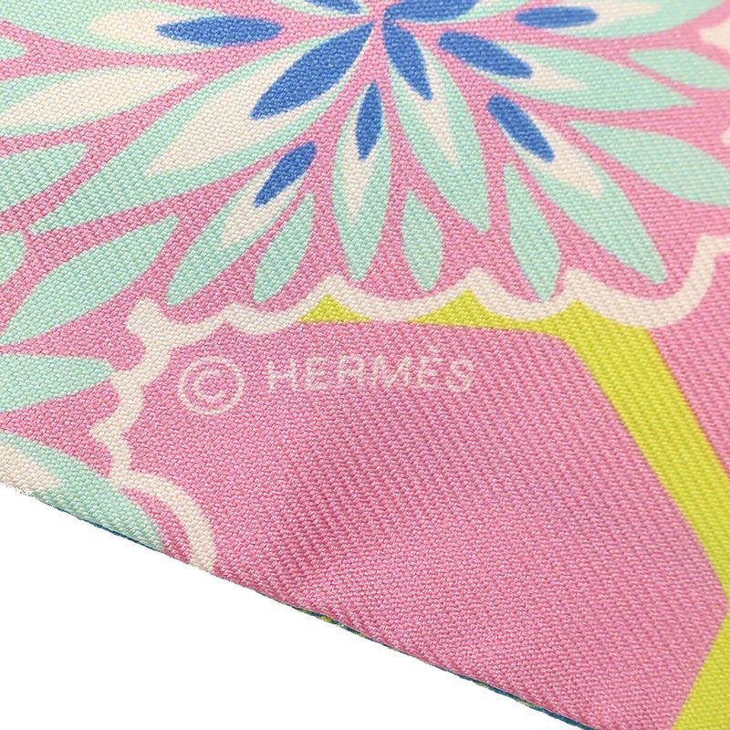 Hermes Scarf Twillie Silk Rose Bonbon X Canard X Jeanne Fluo [the Three Graces