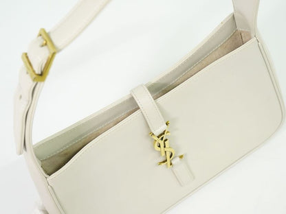 Authentic Saint Laurent Le Saint Cassette Shoulder Bag Leather Ivory 657228 Bag