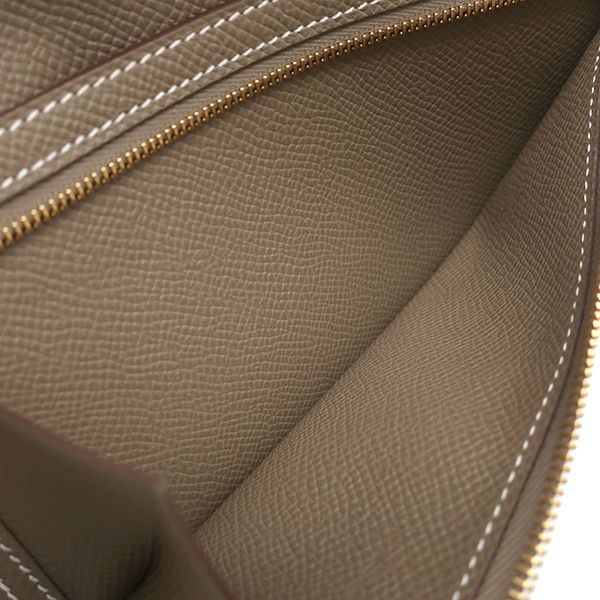 Hermes Long Wallet Bearn Souffle Vaux Epson Etoupe Gold Hardware Unused Glazed