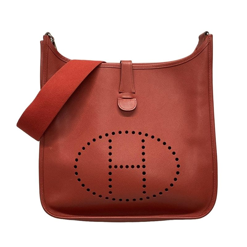 Hermes Shoulder Bag Evelyn Doe GM Rouge Vif Silver Hardware