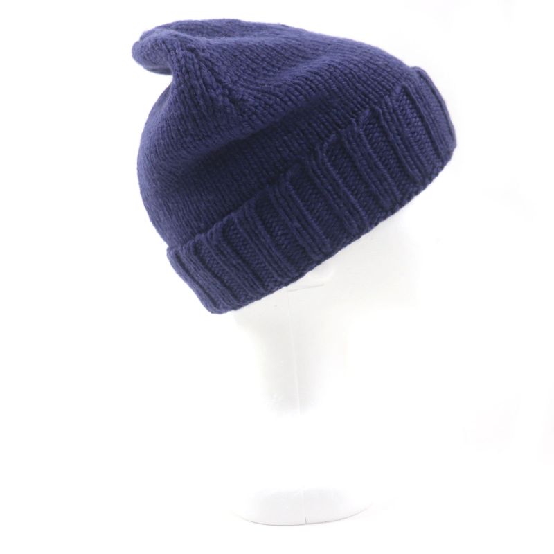 Gucci 602886 GG LOGO KNIT Baenie 100% Wool Hat Knit Cap Navy M (58 22cm