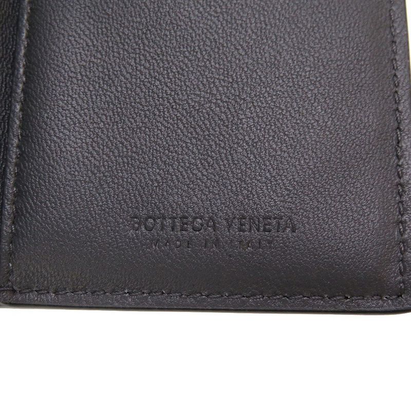 Bottega Veneta Intrecciato Compact Wallet Leather Black Trifold Wallet Purse
