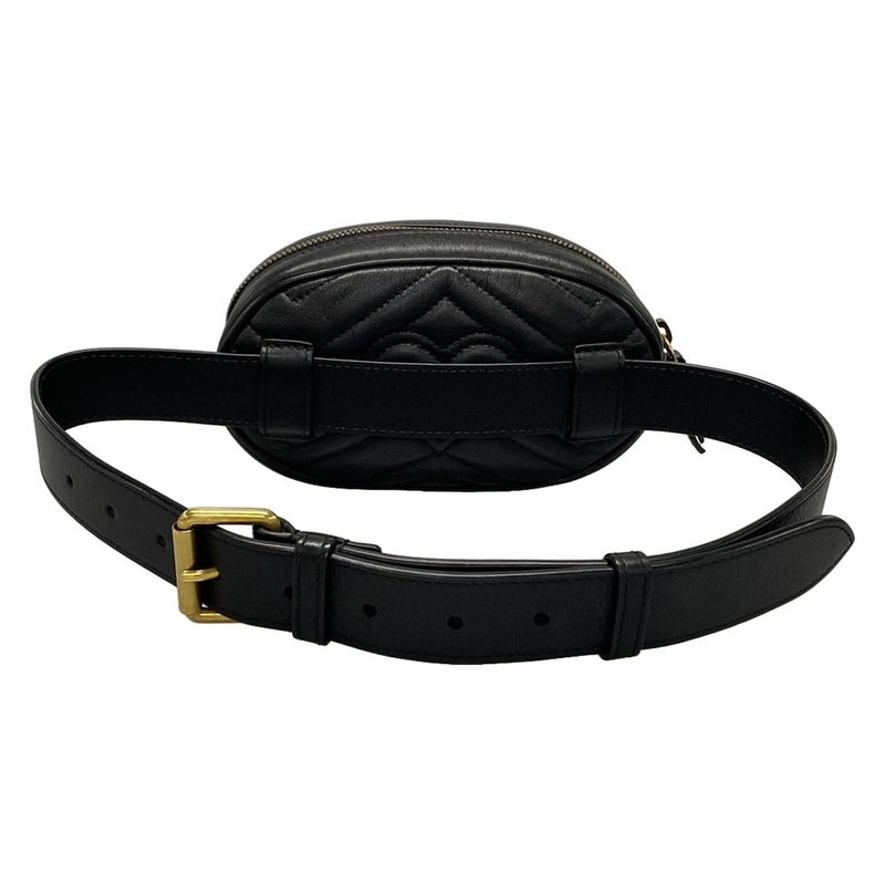 Gucci GG Marmont Waist Pouch Black Leather 476434