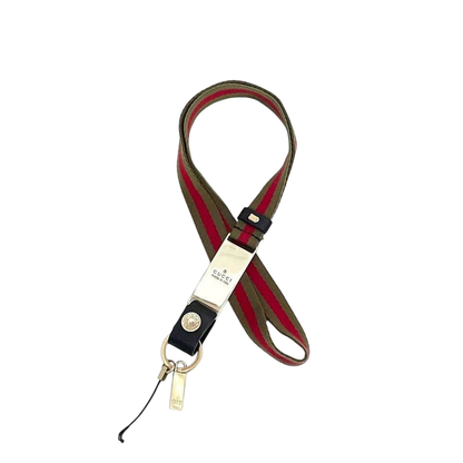 Gucci Neck Strap Khaki Green Red Gold Sherry 039