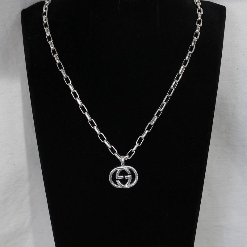 Gucci G Logo Necklace Silver 925 Unisex E1033