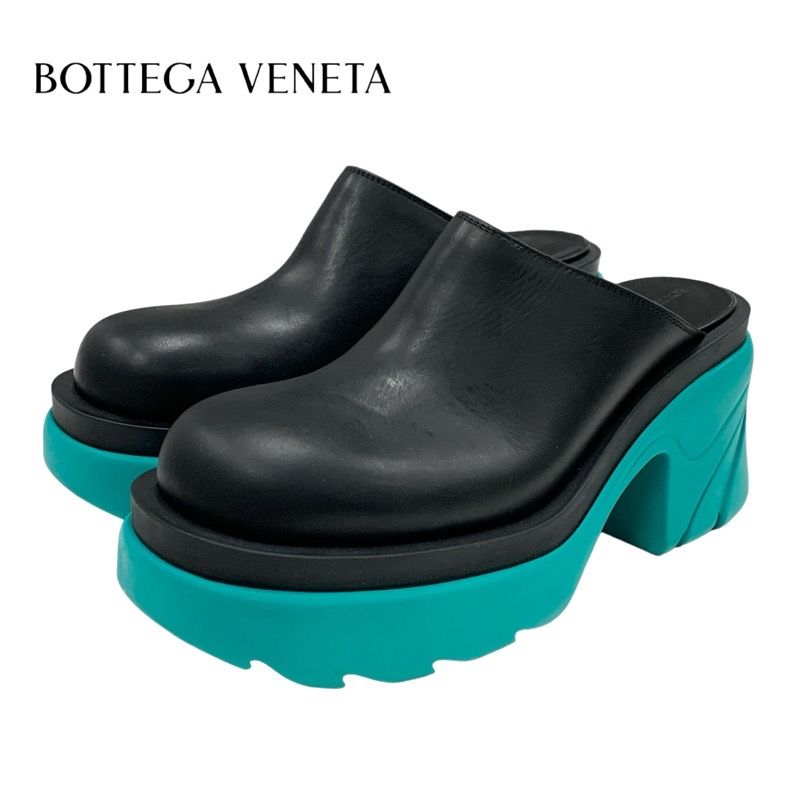 Bottega Venetaveneta Flash Sandals Clog Sabot Shoes Leather Black Green