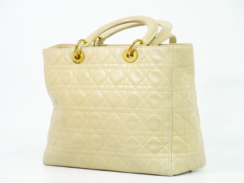 Authentic Christian DIOR Lady Dior Cannage 2WAY Shoulder Bag Handbag Leather