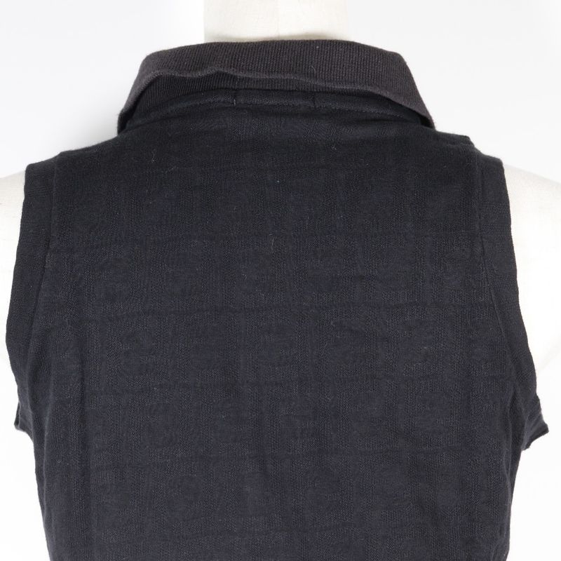 Fendi Sleeveless Zucca Cotton Black Women's Polo Shirt