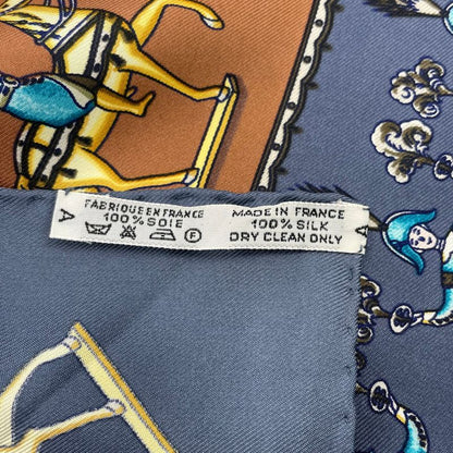 Hermes LES Artificiers Horse Carre Scarf Blue Brown Multicolor Silk Mother's