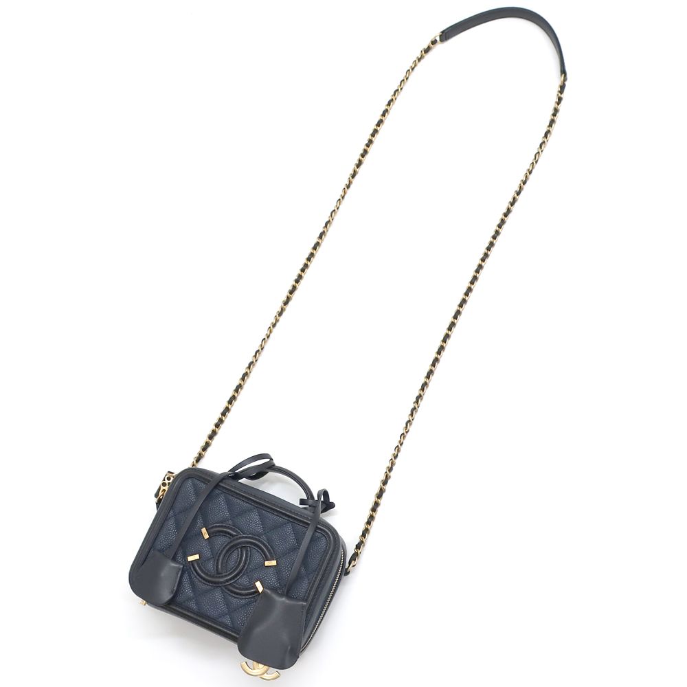 Chanel Chanel CC Filigree Vanity Chain Shoulder Bag Navy