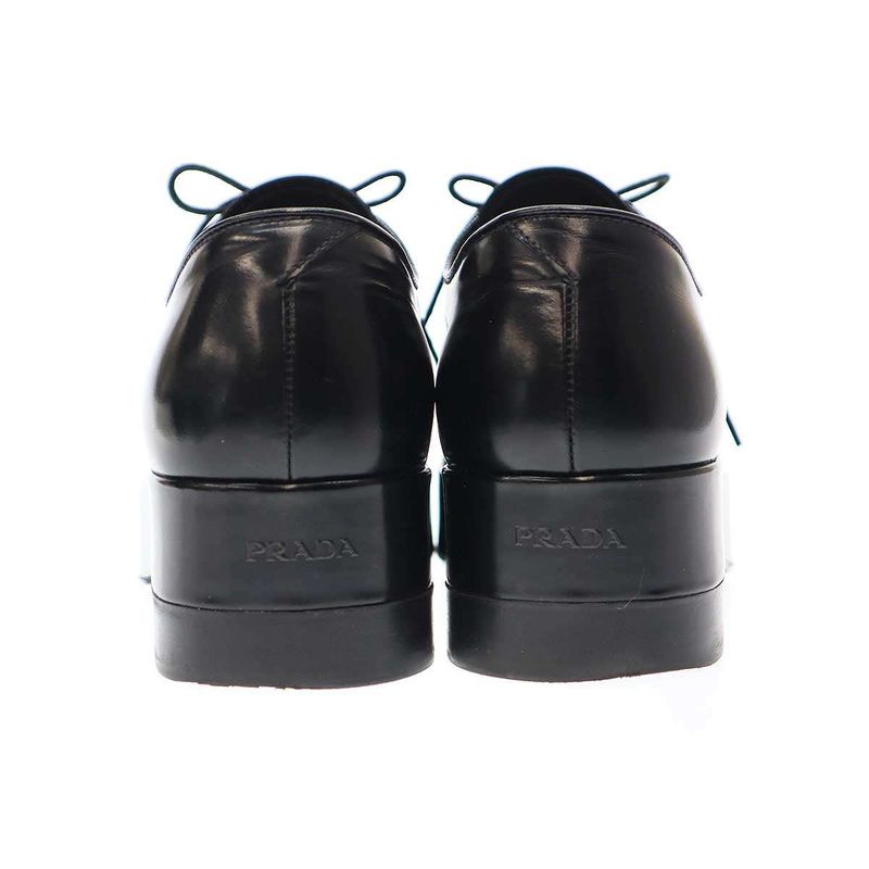 Prada Square Toe Platform Leather Shoes 2eg379 Black 8