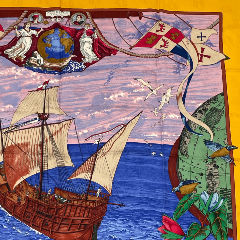 Hermes Scarf Carre 90 Silk Christophe Colomb Decouvre 1 Amerique 12