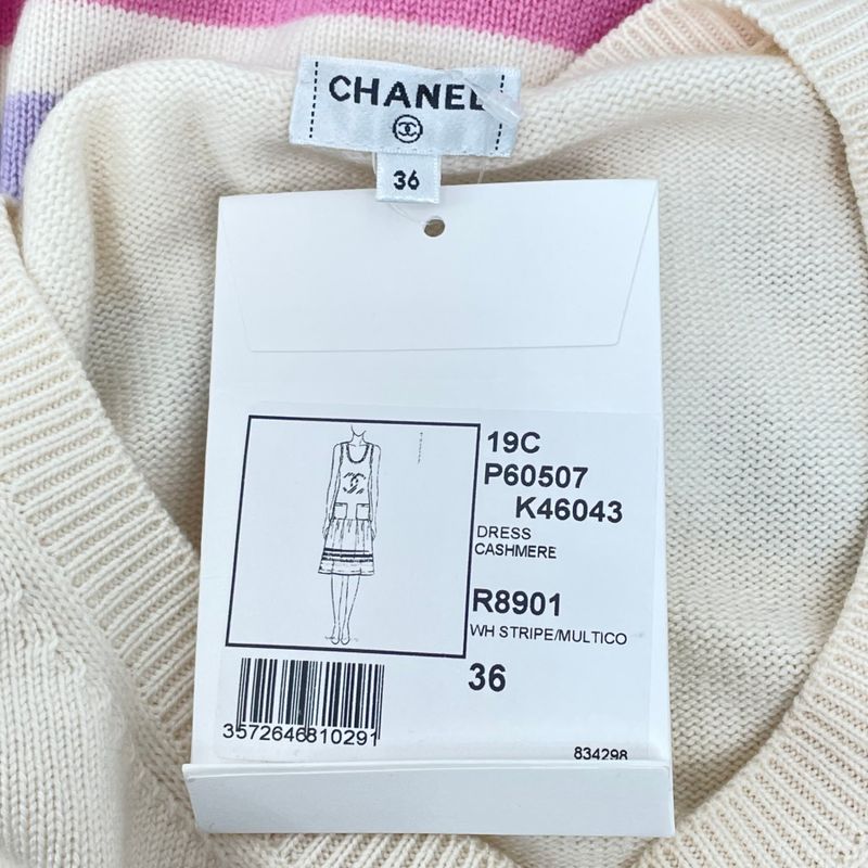 Chanel Dress 19C Coco Mark Coco Button Cashmere Knit Multicolor Storage With Bag
