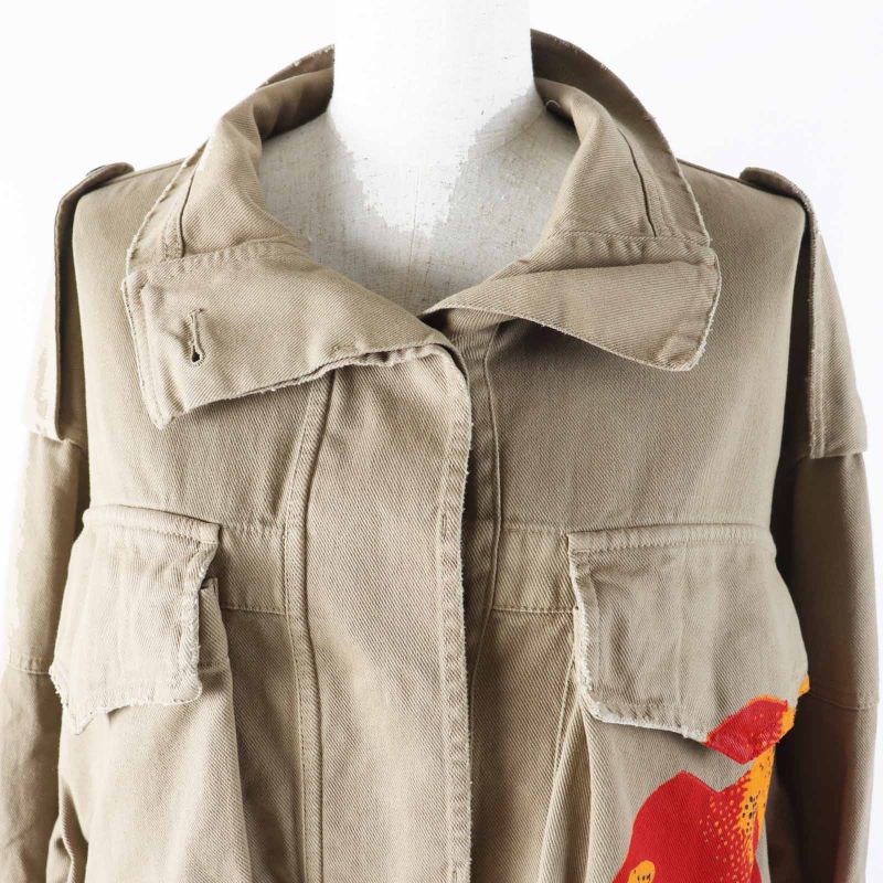 Christian DIOR 227c47a3347 BEE Embroidery Damaged Paint Design Military Jacket