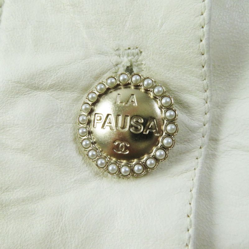 CHANEL P60304 LA Pausa Lambskin Short Sleeve Leather Jacket With Coco Buttons