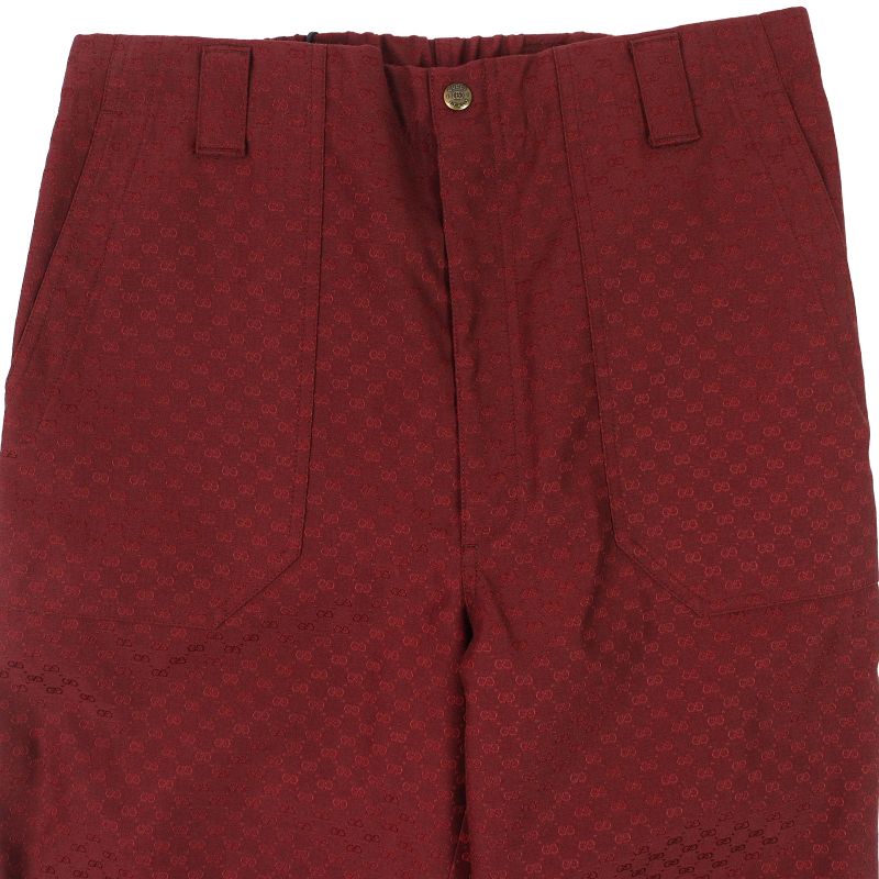 Gucci 20SS 614939 Cotton GG Jacquard Layered Hem Design Pants Worn On The
