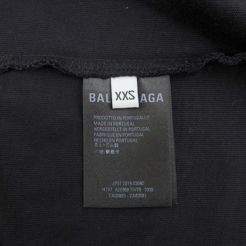 Balenciaga Cotton Logo Print T-shirt Cut And Sewn 620969 Size XXS Black Mens