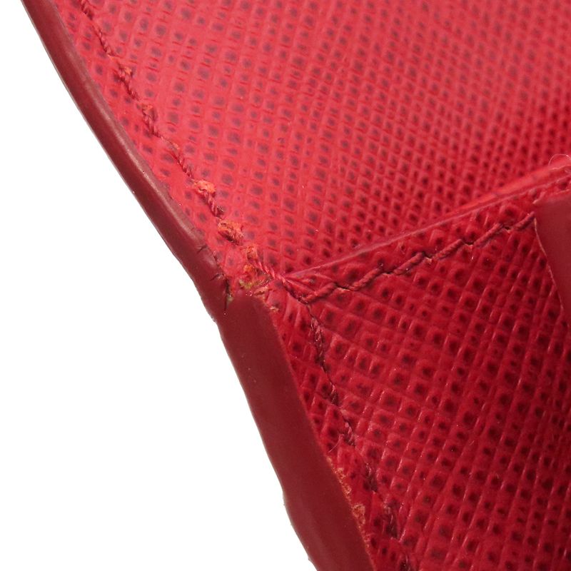 Prada Long Wallet Caier Wallet Saffiano Leather Fuoco Gold Hardware Red