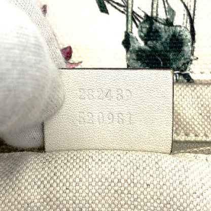 Gucci 282439 Tote Handbag Flora White Multicolor Canvas Leather Fashion Women