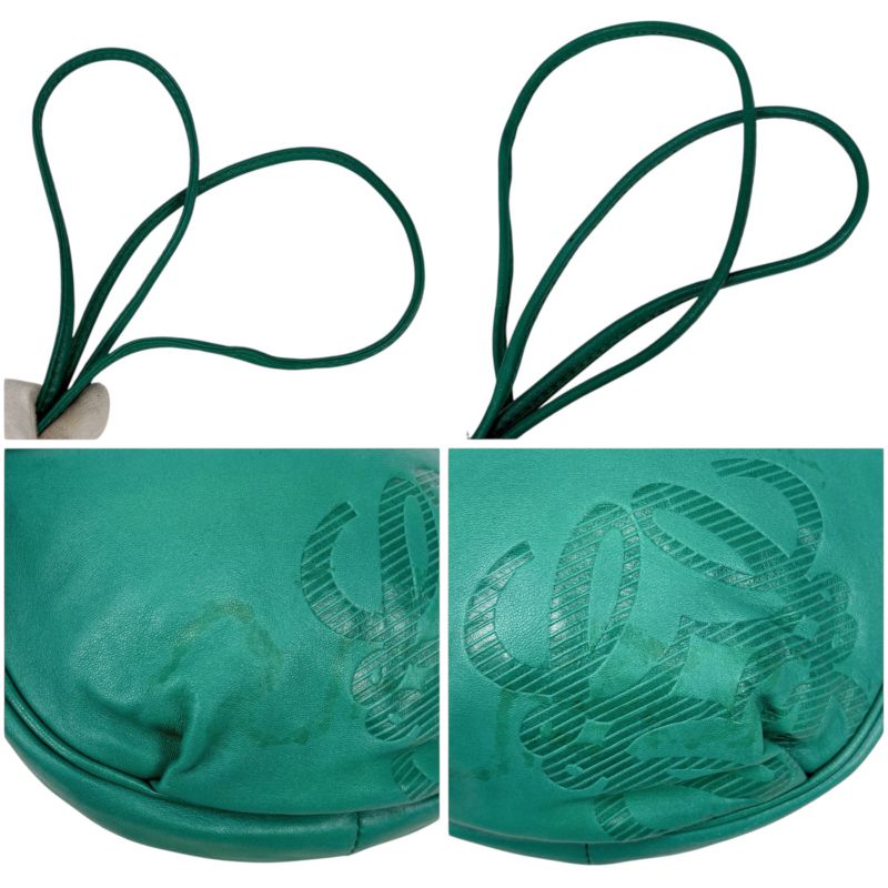 Loewe Mini Shoulder Bag Nappa Leather Green Anagram Logo Pochette Drawstring