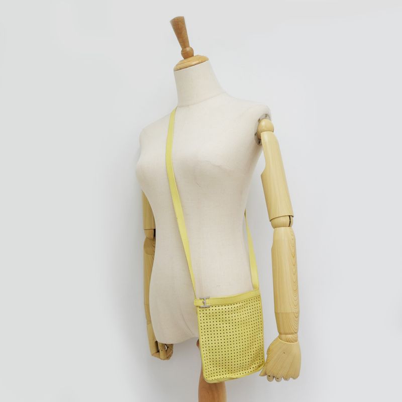 Hermes Tudu Punching Pochette Yellow Silver Hardware Shoulder Bag