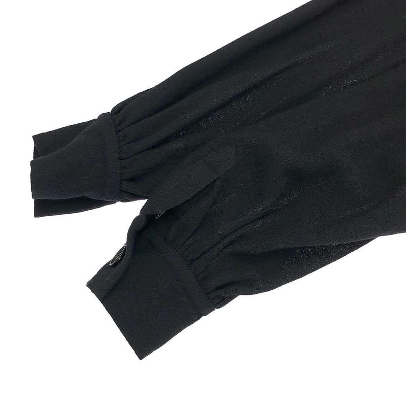 Yves Saint Laurent Wool Gather Top with Shoulder Pads Black M