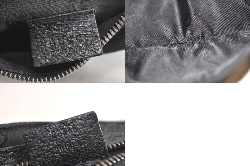 Gucci Vintage Waist Body Bag Wallet GG Canvas Leather 28566 Black 3064n