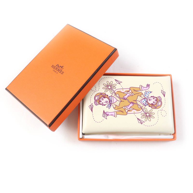 Hermes Calvi Aviatrice Nata Vorsluft Card Case Coin Case Stamped U With Box