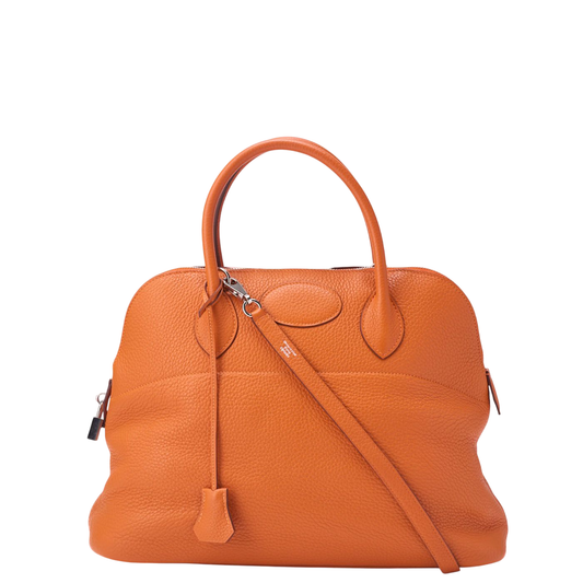 Hermes Bolide 35 Handbag Shoulder Bag Taurillon Clemence Orange Orange (silver