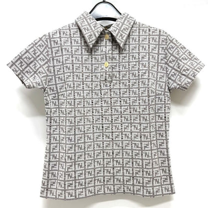 Fendi Polo Shirt Zucca Pattern Polyamide Beige