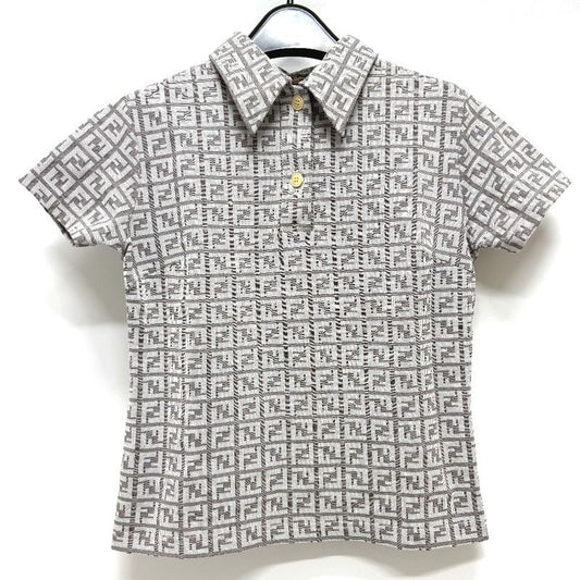 Fendi Polo Shirt Zucca Pattern Polyamide Beige