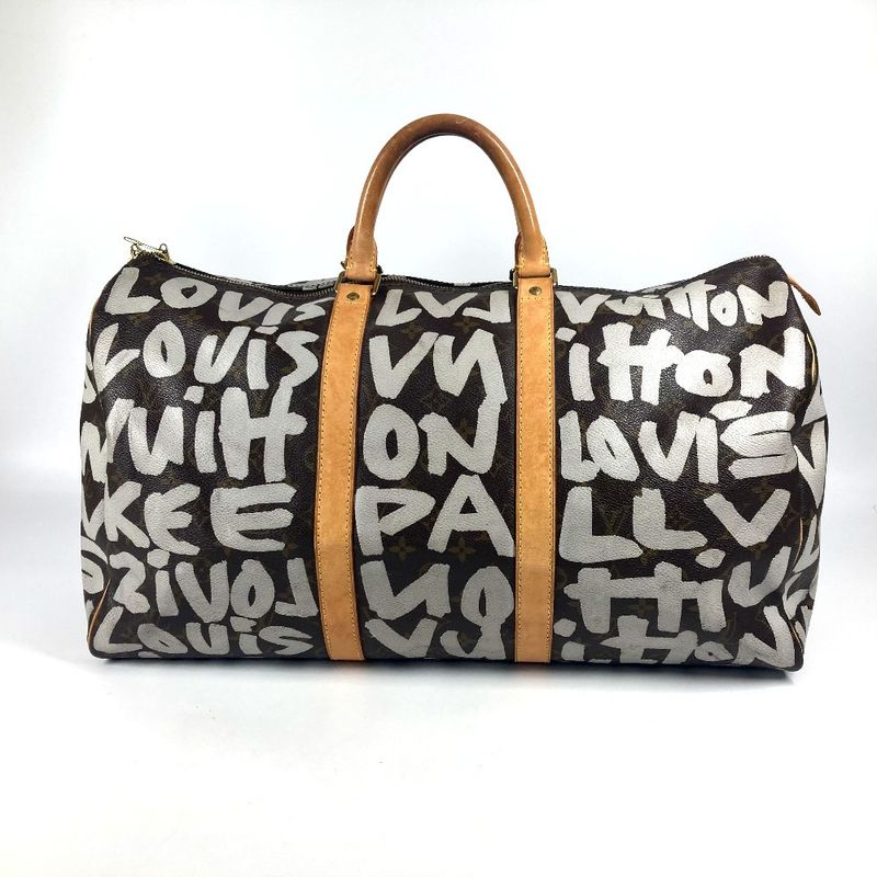 Louis Vuitton Boston Bag Keepall 50 M92197 Monogram Graffiti Canvas Brown